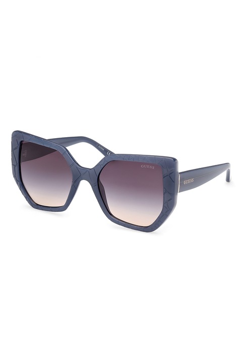 Guess, Ochelari de soare patrati cu animal print, 55-21-140, Albastru indigo