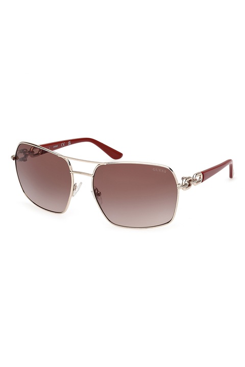 GUESS, Ochelari de soare cu lentile degrade, 63-17-130, Auriu/Maro
