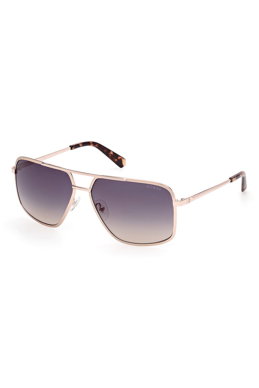 GUESS, Ochelari de soare aviator cu lentile in degrade, Auriu, Maro, 60-14-140