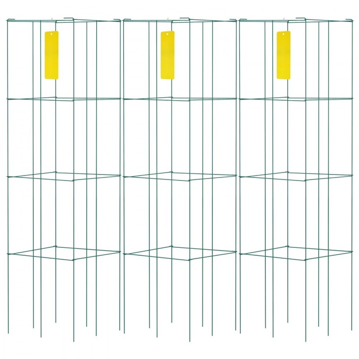 Custi pentru rosii, 3 pachete, 37x37x100 cm, Suport Greutate Mare, Turnuri Tomate Otel acoperite cu PVC, pentru Legume Cataratoare, Plante, Flori, Fructe