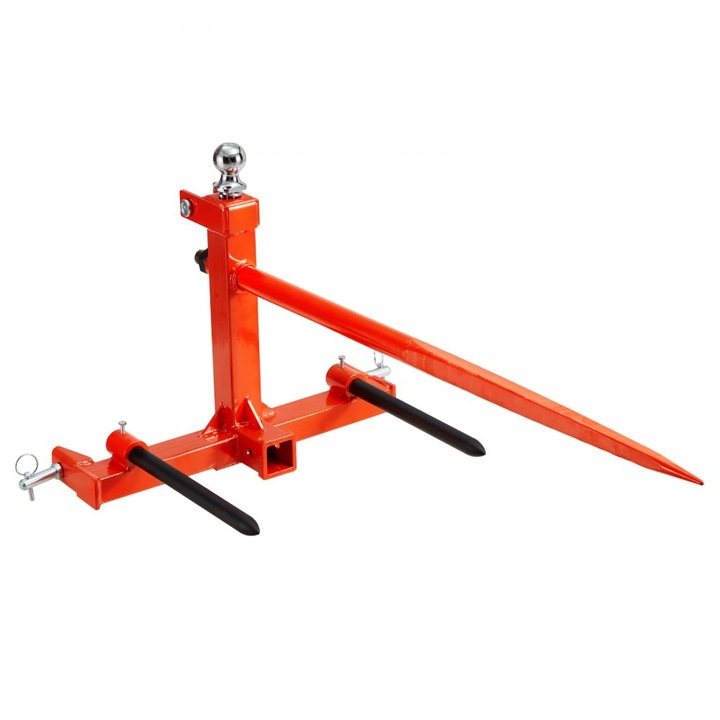 Sulita de fan pentru baloturi, 124.46 cm, Capacitate incarcare 725.75 Kg, Atasament tractor cu cuplare in trei puncte, 2 Sulite stabilizatoare de 44.45 cm, Furci cu varf de atasare rapida