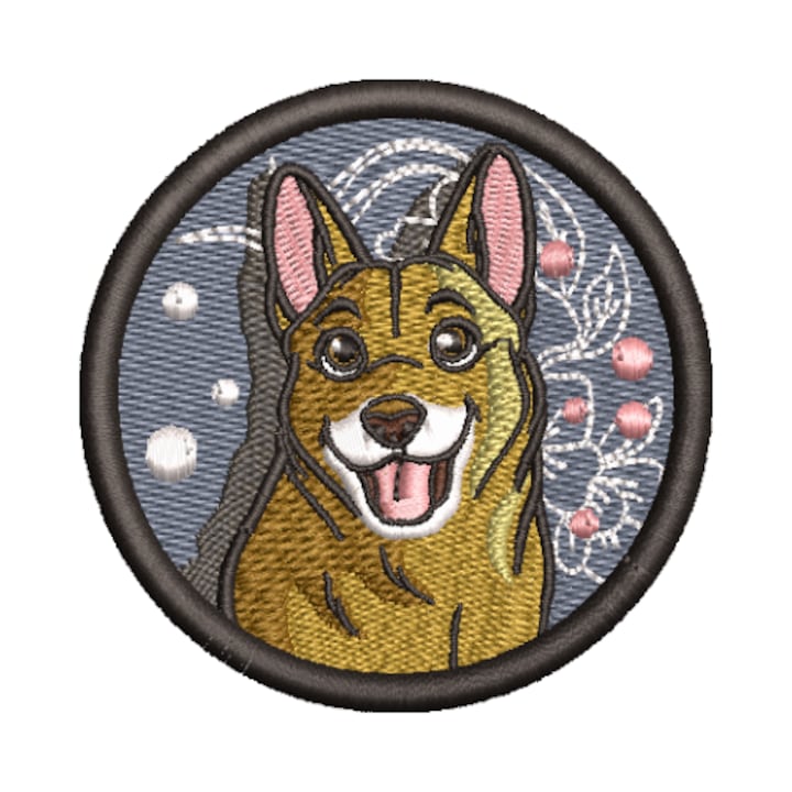 Petic brodat Dog, 71 mm, aplicabil pe textile