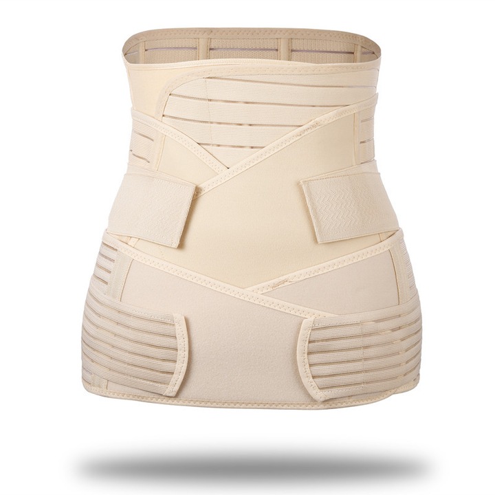Centura de sustinere postnatala 3 in 1 MWAOWM, bej, marimea M, pentru abdomen, talie si pelvis