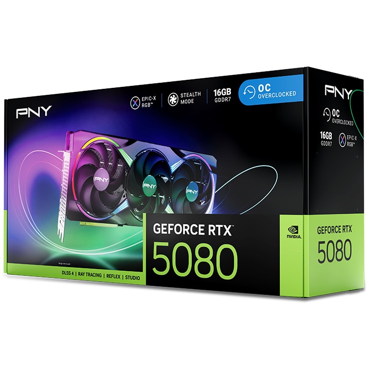 Placa Video PNY GeForce RTX™ 5080 OC ARGB, 16GB GDDR7, 256-bit
