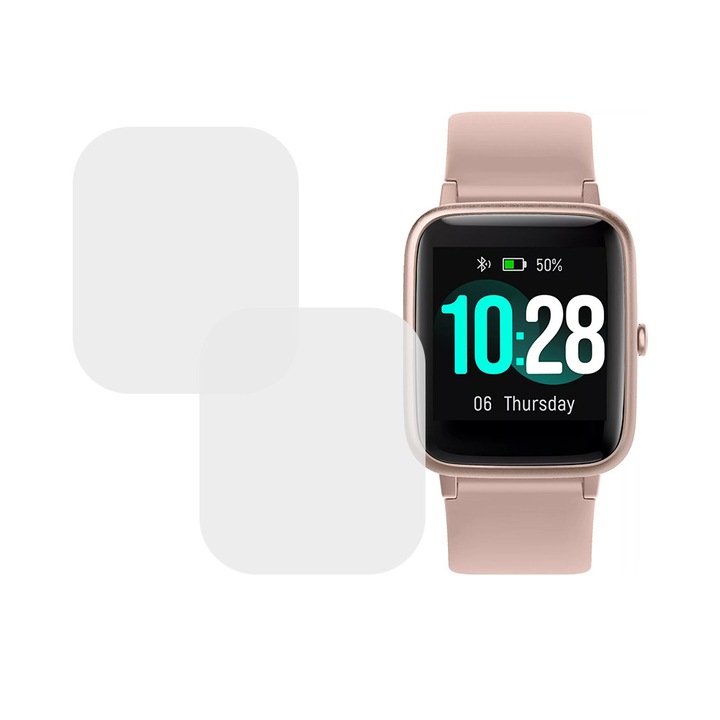 Set 2 x Folie compatibila cu Cubot Smart Watch, InvisiFlex Full Glue, Silicon hydrogel regenerabil, Anti soc si anti spargeri, SlimLine NanoShield, Transparenta