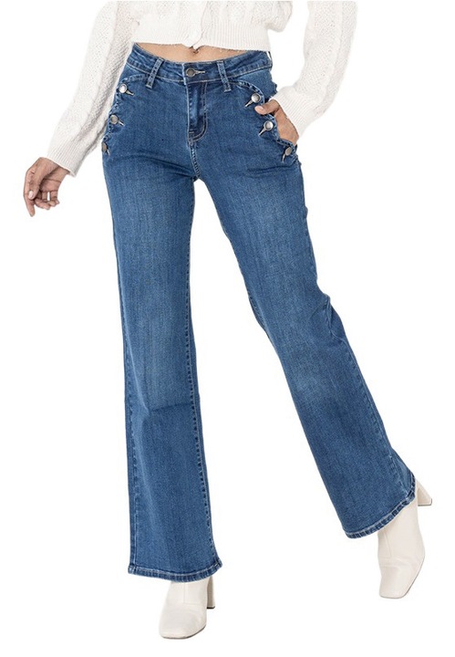 Дамски клоширани дънки Nina Carter тъмносини B-P195-1 M10 9444, Тъмносин