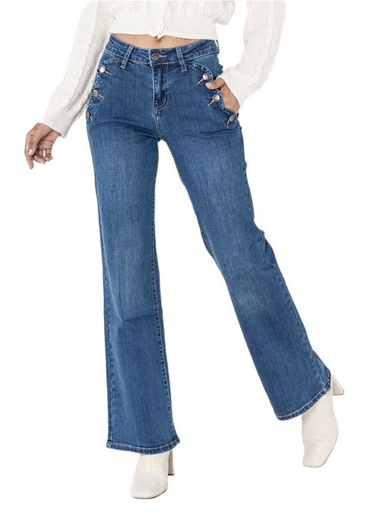 Blugi dama evazati Nina Carter albastru inchis B-P195-1 M10 9444, Albastru inchis