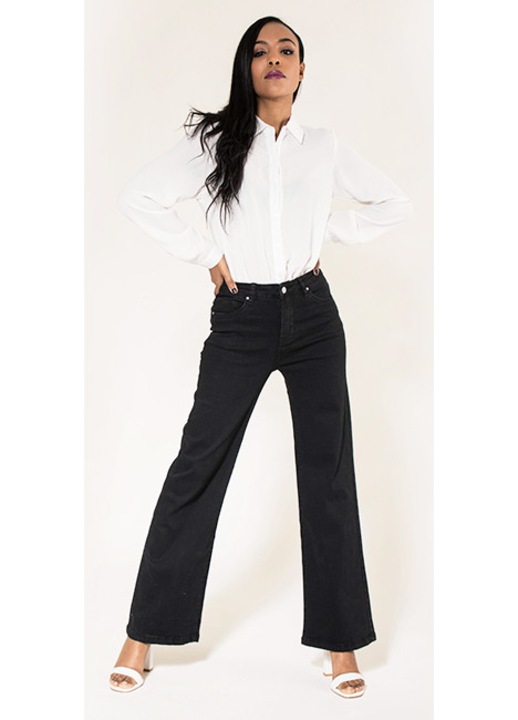 Blugi dama evazati Nina Carter B-P080-5, Negru 9485, Negru