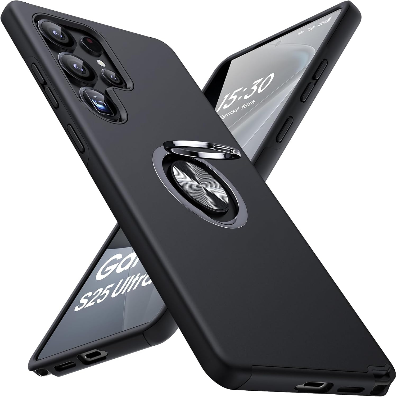 Husa MobileSmart pentru Samsung Galaxy S25 ULTRA, Inel Rotativ 360°, Protectie Militara Antisoc, Suport Auto Magnetic, Negru