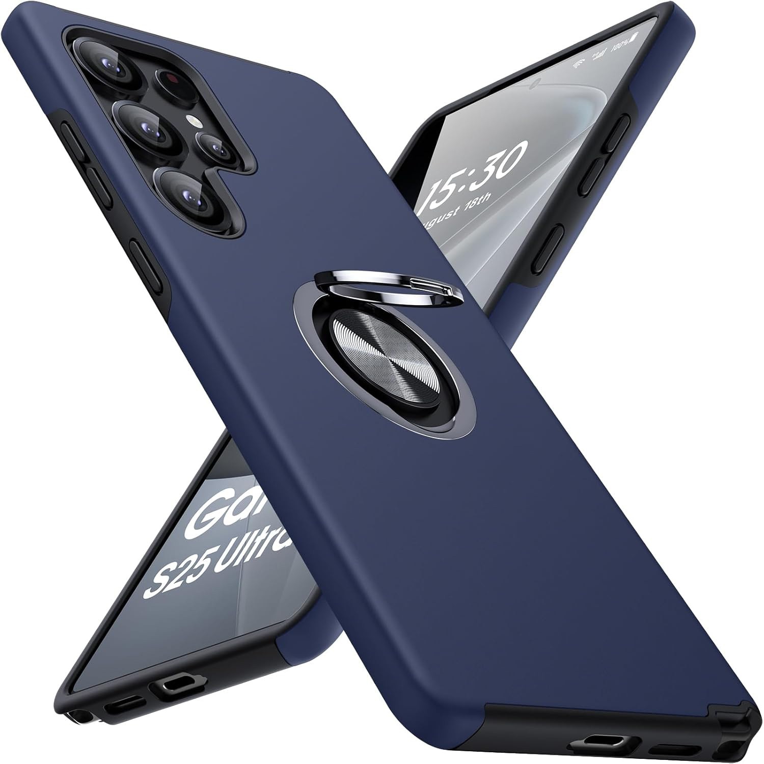 Husa pentru Samsung Galaxy S25 ULTRA, inel rotativ si Kickstand 360°, Protectie Militara Antisoc, cu disipare termica, Blue