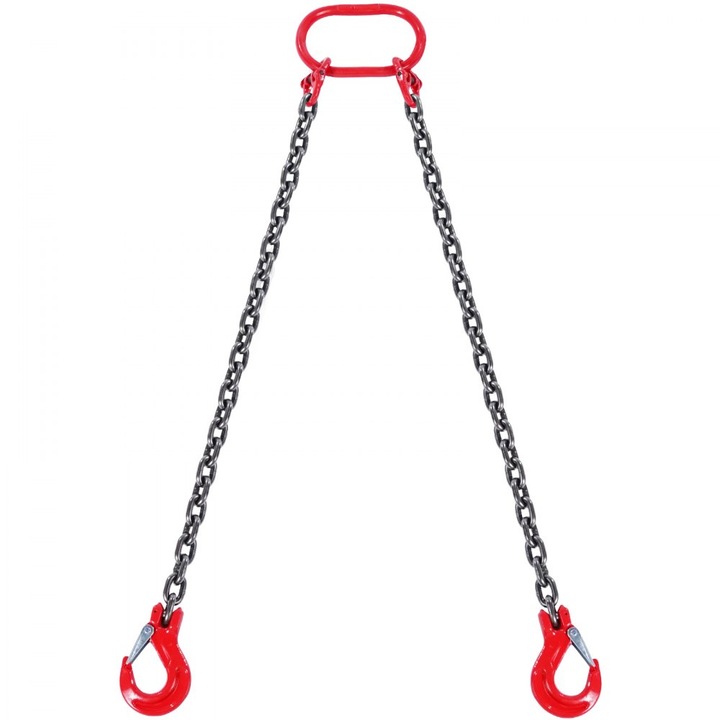 Sling cu lant, 5/16 x 5, 2 picioare, G80, lant de ridicare, cu carlige de prindere, capacitate de incarcare 6600 lbs