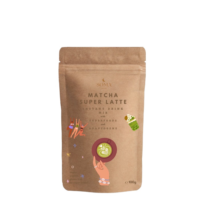 Soma Matcha Super Latte Tea, Vegán, 33 adag, 100 g