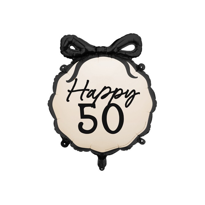 Fólia Lufi, PartyDeco, Happy 50, Szín Fekete-Fehér, 47,5x45 cm