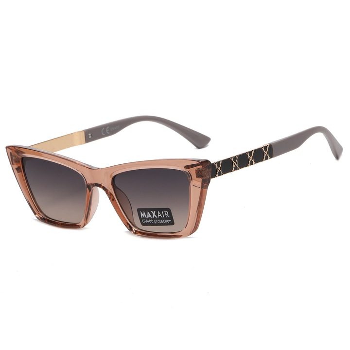 Ochelari de soare dama, MAXAIR, model ST-MAX10A, kocie ochi, UV400, violet/gri, set cu etui si servetel de curatare