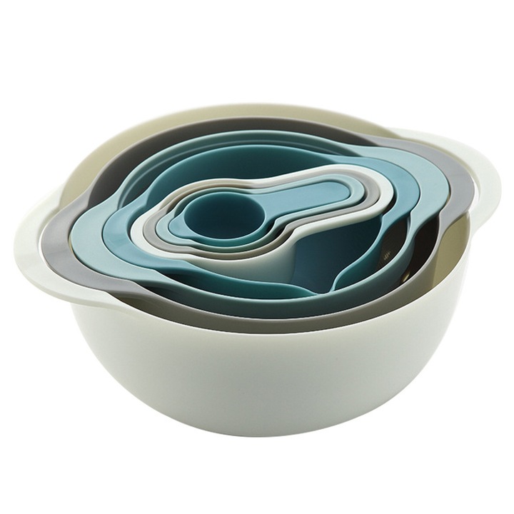 Set boluri pentru preparare, 8 piese, alb, 5x diverse dimensiuni