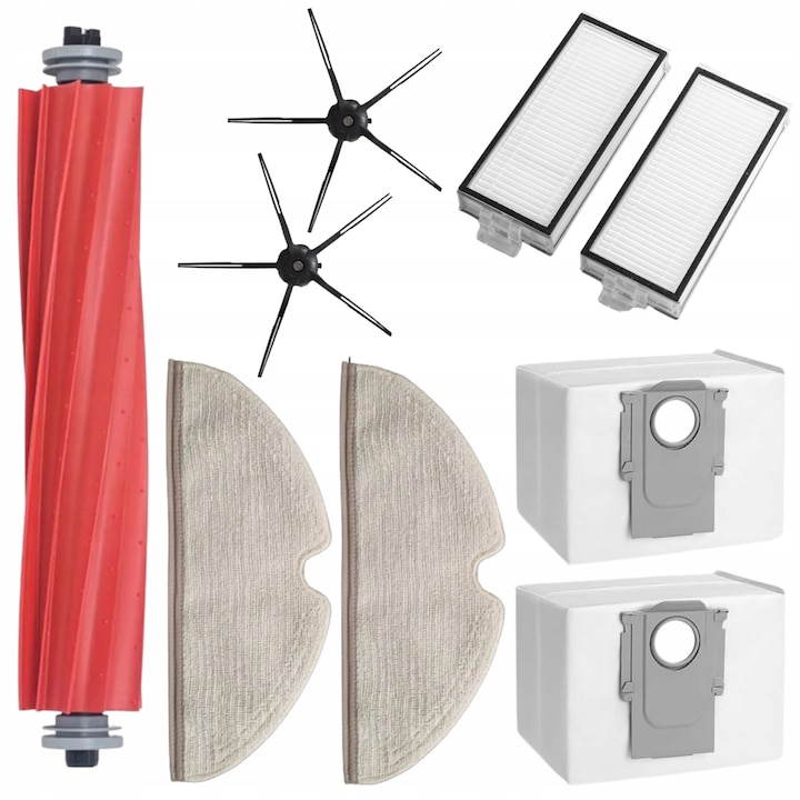 Set De Accesorii Pentru Aspirator Roborock Q7, Roborock Q7 Max, Dimensiuni 19.6x13.5x5.7x1.1x30x11x18x11.5x14 cm, Filtre Hepa, Lavabile, Dimensiuni 13.5x5.7x1.1 cm, Perie Principala, Mopuri, Saci Pentru Praf, Capacitate 8 L, Multicolor