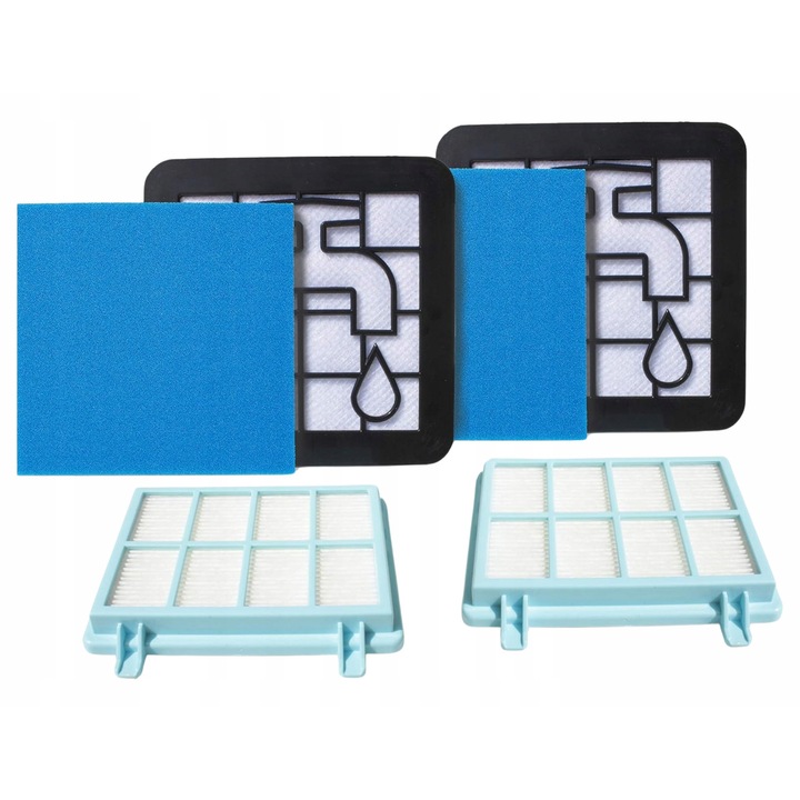 AreoSe szűrőkészlet porszívóhoz, Philips, FC8010/02, Hepa, hab, motor, Powerpro kompakt, aktív, városi, lakossági modellekhez, 2 db