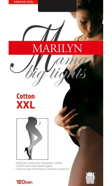 Dresuri de maternitate, Marilyn, bumbac opac, 120 DEN, negru, elastic, fara presiune, 6-2XL Standard