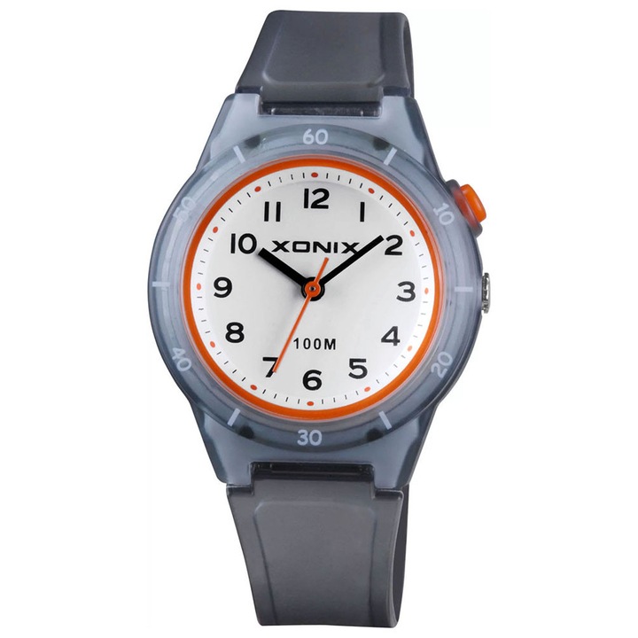 Ceas copii Xonix, analogic, sport, gri, 34mm, rezistent la apa 10 ATM