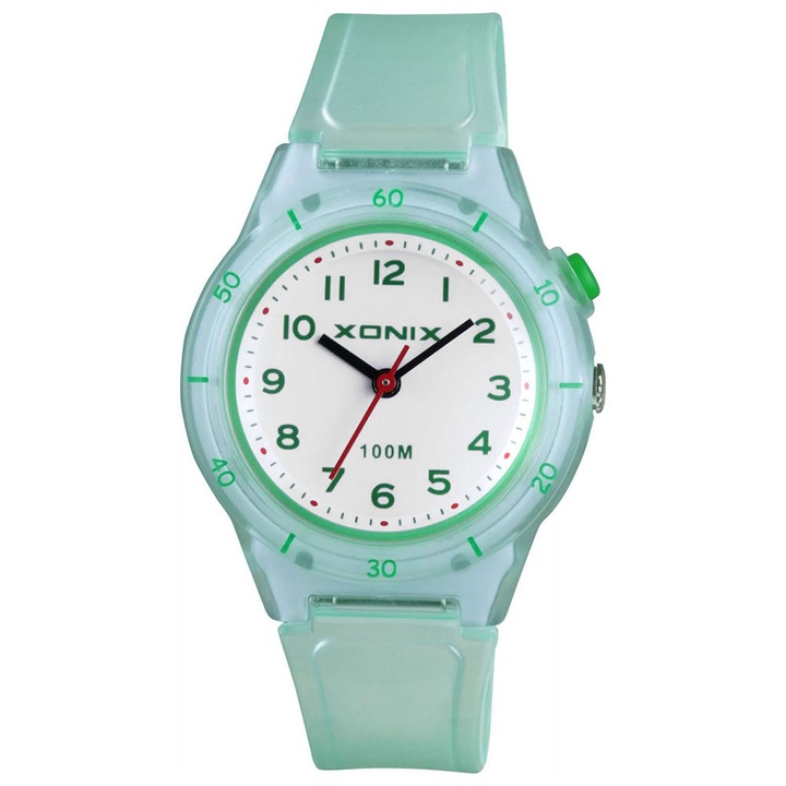 Ceas sportiv Xonix, analogic, verde, 34mm, rezistent la apa 10 ATM