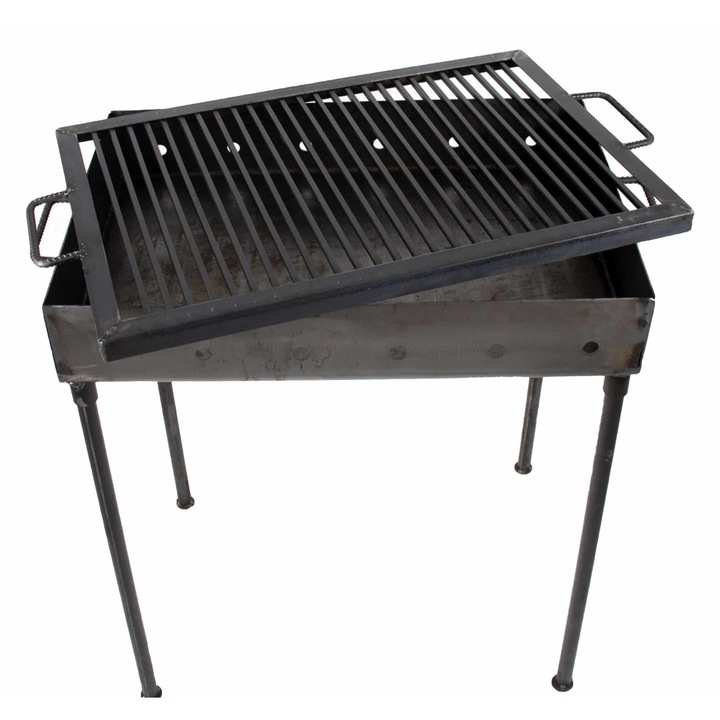 Метална скара на дървени въглища Lider 60x40 см – Екстра качество, идеална за къмпинг и градина