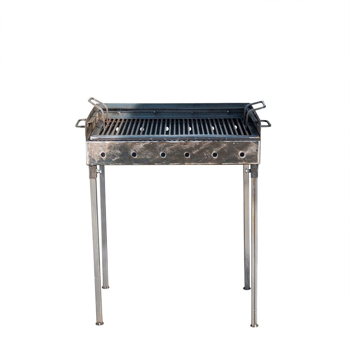 Gratar Metalic pe Carbuni Lider 60x40 cm – Reglabil pe 2 Nivele, Mobil, Ideal pentru Camping si Gradina
