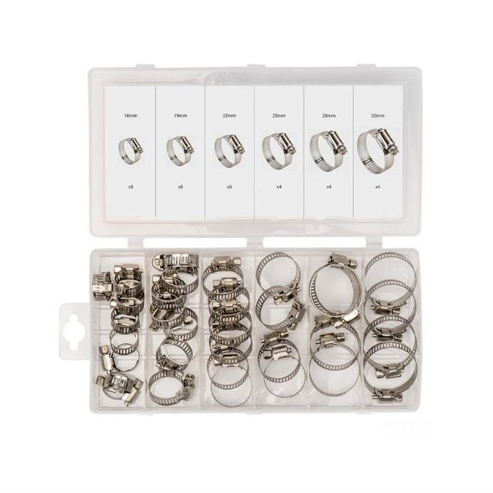 Trusa 34 coliere, din inox, 16-32mm, 04125 Amio