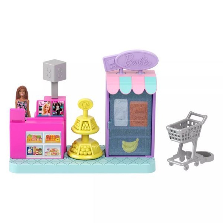 Set figurina si accesorii Barbie, Mattel, Barbieland Mini Supermarket, plastic