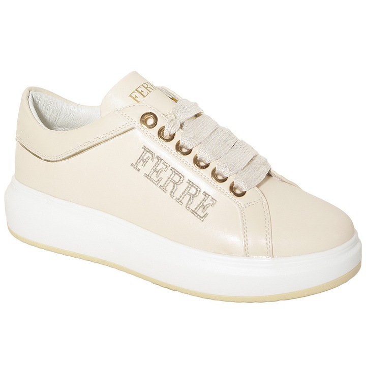 Pantofi dama KEYS, Adidasi F-162, bej, piele ecologica