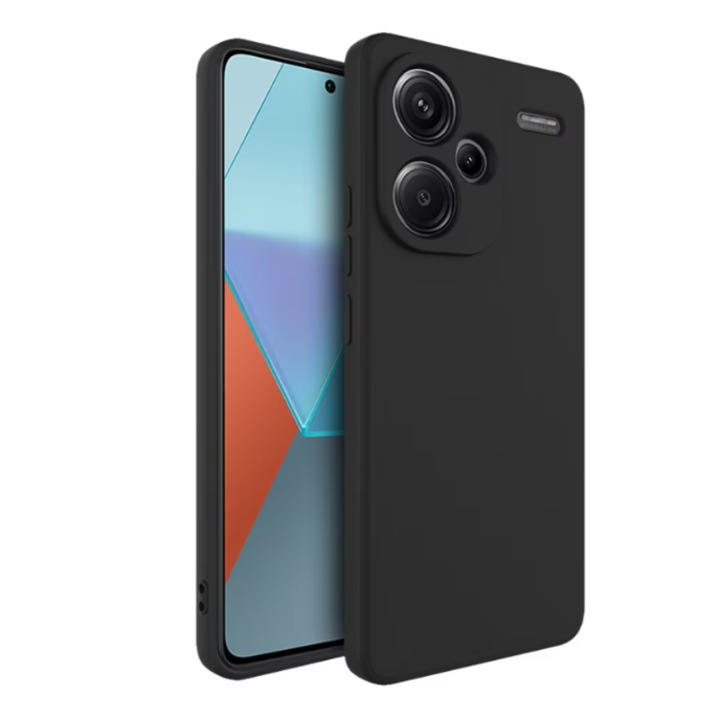 Защитен калъф, съвместим с Xiaomi Redmi Note 13 Pro Plus 5G, Гъвкав матиран силикон, Защита на камерата, Повдигнати ръбове за защита на екрана, Черен