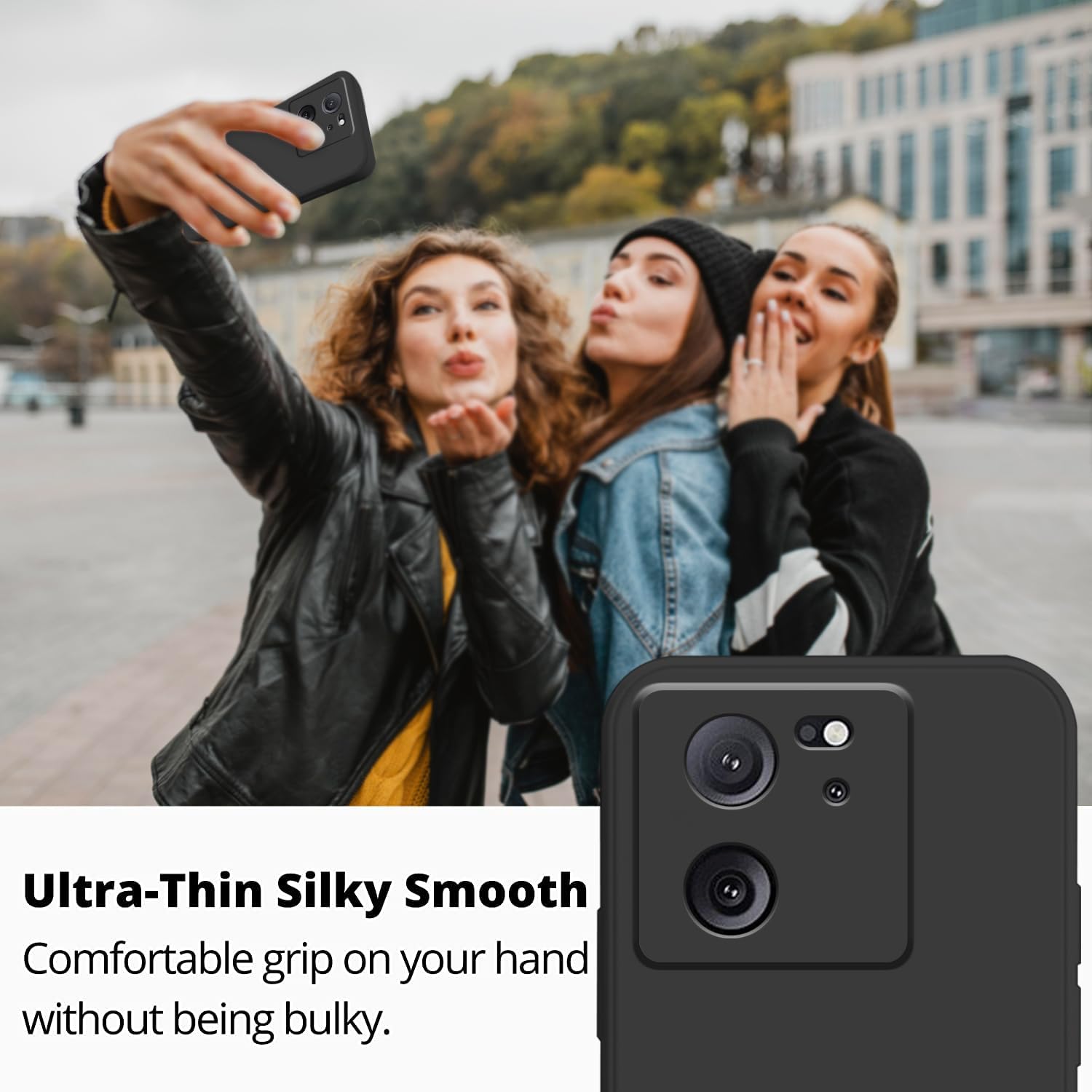 Husa protectie compatibila cu Xiaomi 13T, Silicon Flexibil Mat, Protectie Camera, Margini Ridicare pentru protectie ecran, Negru