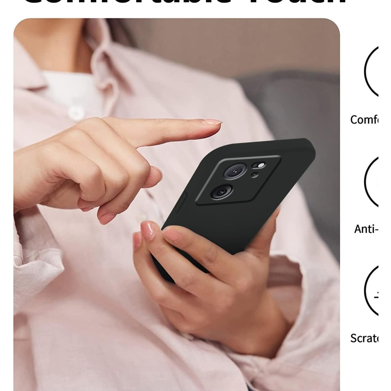 Husa protectie compatibila cu Xiaomi 13T, Silicon Flexibil Mat, Protectie Camera, Margini Ridicare pentru protectie ecran, Negru