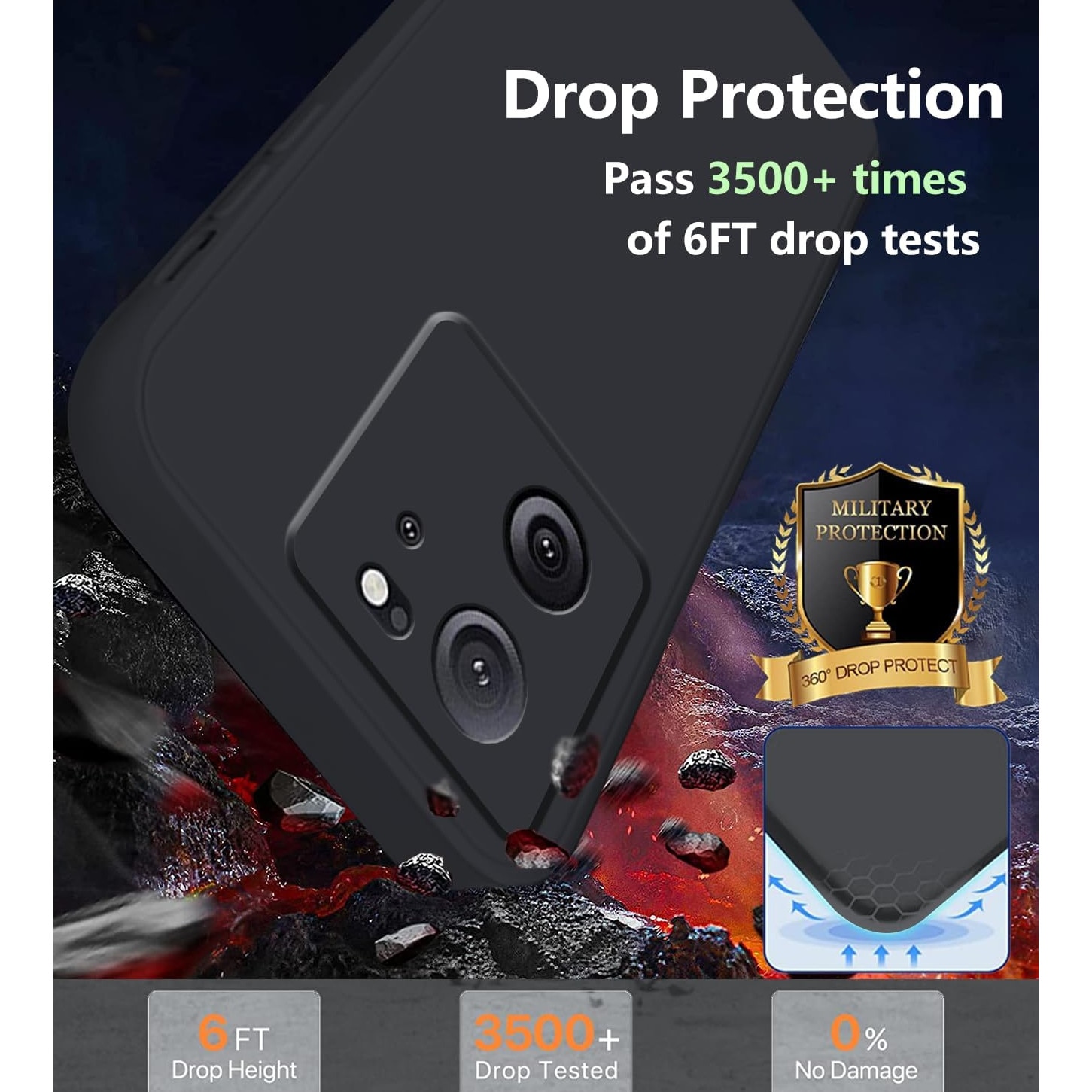 Husa protectie compatibila cu Xiaomi 13T, Silicon Flexibil Mat, Protectie Camera, Margini Ridicare pentru protectie ecran, Negru