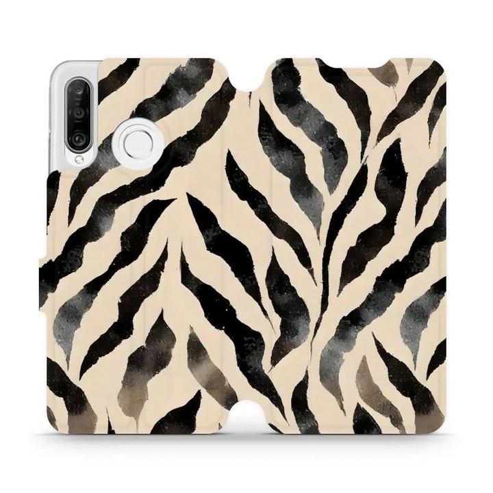 Husa flip Mobiwear pentru Huawei P30 Lite, design elegant, rezistent la socuri si zgarieturi, multicolor