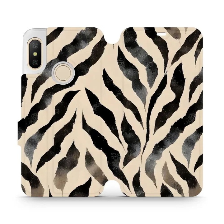 Husa flip Mobiwear pentru Xiaomi Mi A2 Lite, multicolor, material din piele ecologica, design elegant