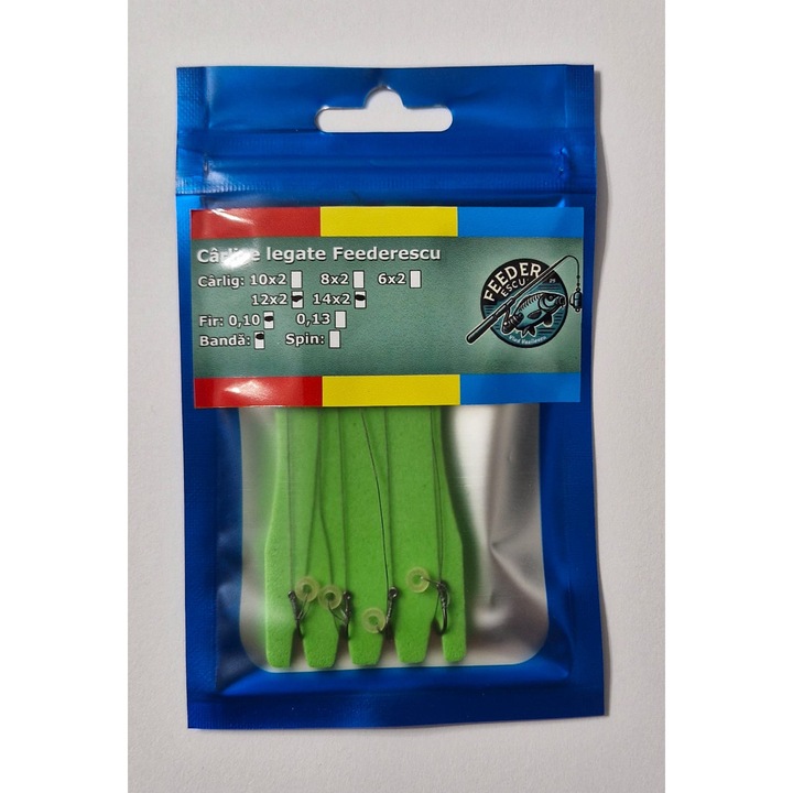 Feederescu M12 és M14 horgok horgász zsinórral