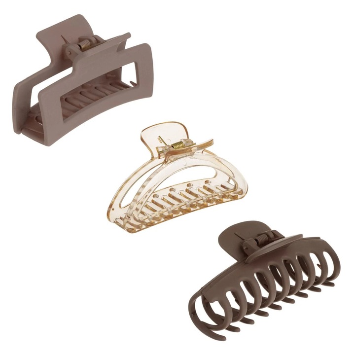 Átlátszó bézs barna hajcsat nőknek 8,5cm - 3db