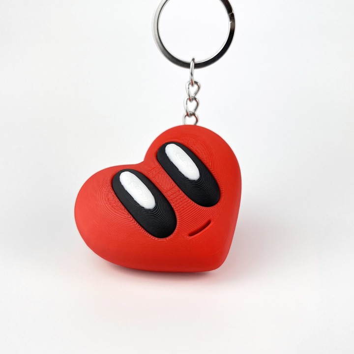 Valentin-napi szív kulcstartó, 3D, piros