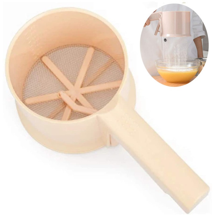 Unealta de cernere manuala Enforose, material alimentar, design cu capac, usor de utilizat, eficienta pentru bucatari