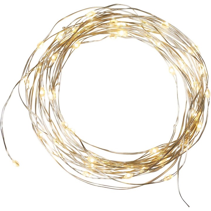 Lumini LED de tip sfoara, Enforose, 50 buc, alimentare USB, 5m, fir de cupru flexibil, lumini calde.