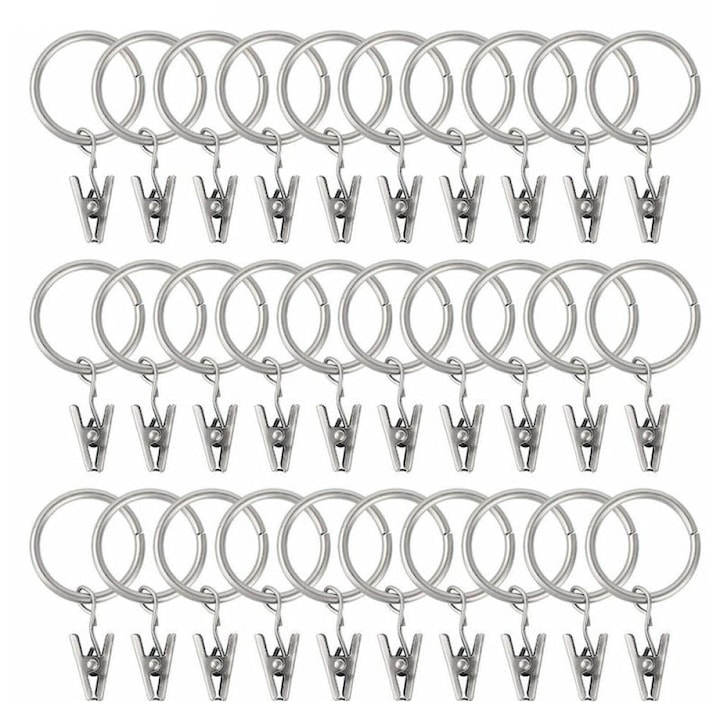 Accesorii perdele, Enforose, set 30 buc, prindere puternica, alb, 100x170cm