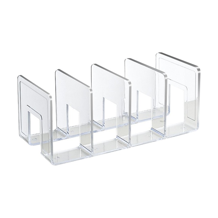 Sortator de fisiere din acril transparent, Enforose, 4 compartimente, design minimalist, birou, clasa