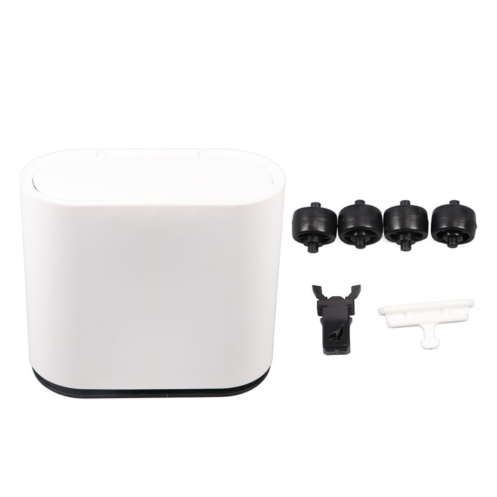 Cos de gunoi rectangular, Enforose, 12 litri, design slim, alb