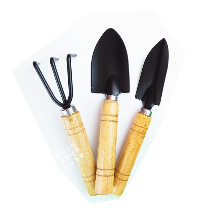 Комплект градински инструменти Enforose, 3 части, здрави, ергономични, за засаждане на растения и аериране на почвата