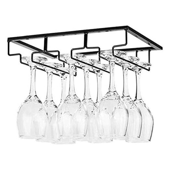 Borospohár tartó, AMRINUGL, állítható szélességű, rozsdaálló bevonattal, 30x23x7cm