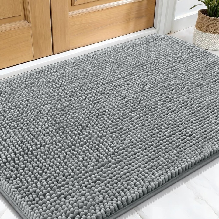 Covor de baie, Ronyes, Moale si cald, Antiderapant, Super-absorbant, Usor de curatat, 40x60cm, Gri