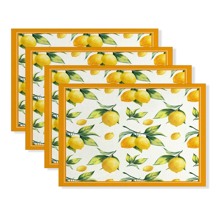 Set de suporturi de masa, AMRINUGL, material din bumbac si in, lavabil, 4 bucati