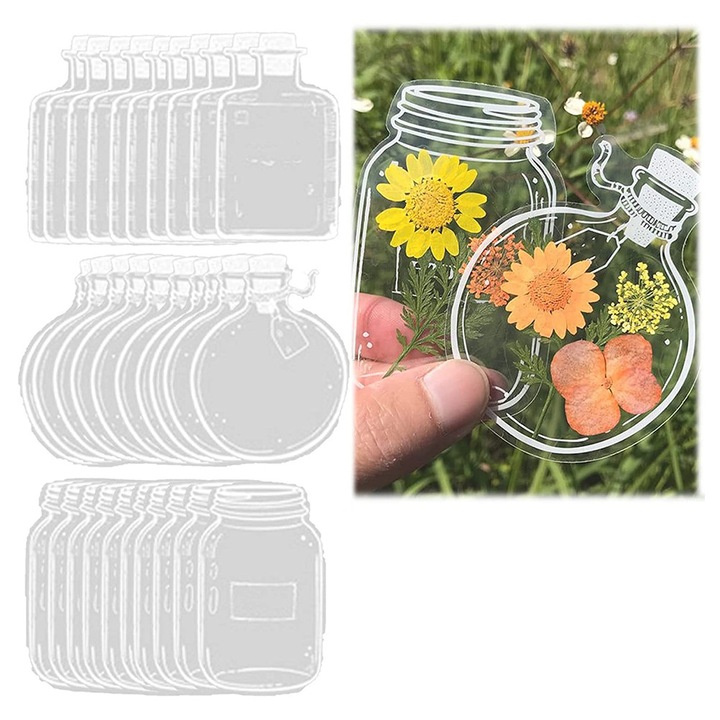 30 de semne de carte transparente cu flori uscate, facute in casa, flori frumoase