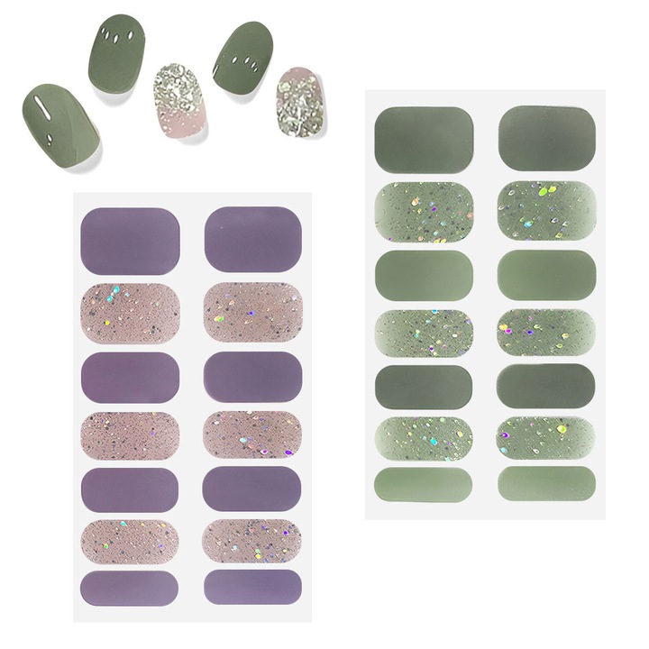Autocolant pentru unghii semi-intarit (nud fashion), banda pentru unghii cu gel, culoare solida, autocolant pentru unghii naturale, stil: stilul 3