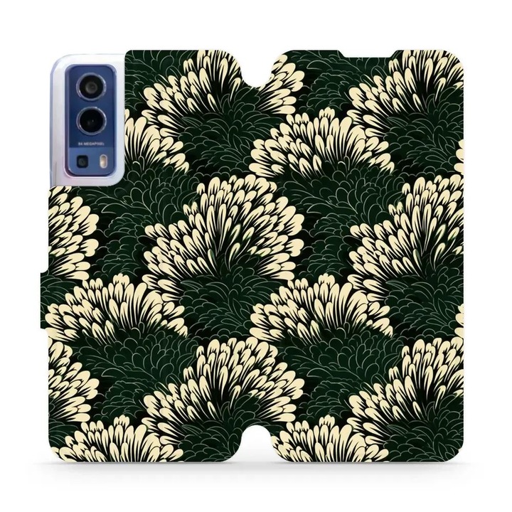 Калъф флип Mobiwear за Vivo Y52 5G / Y72 5G, флорален дизайн, удароустойчив, многоцветен